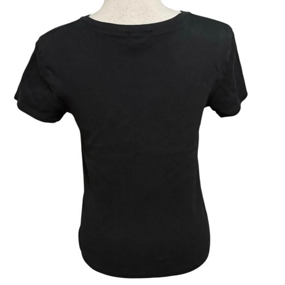 Ralph Lauren Size L V Neck Tee T Shirt Black Short Sleeve Y2K - Picture 2 of 4